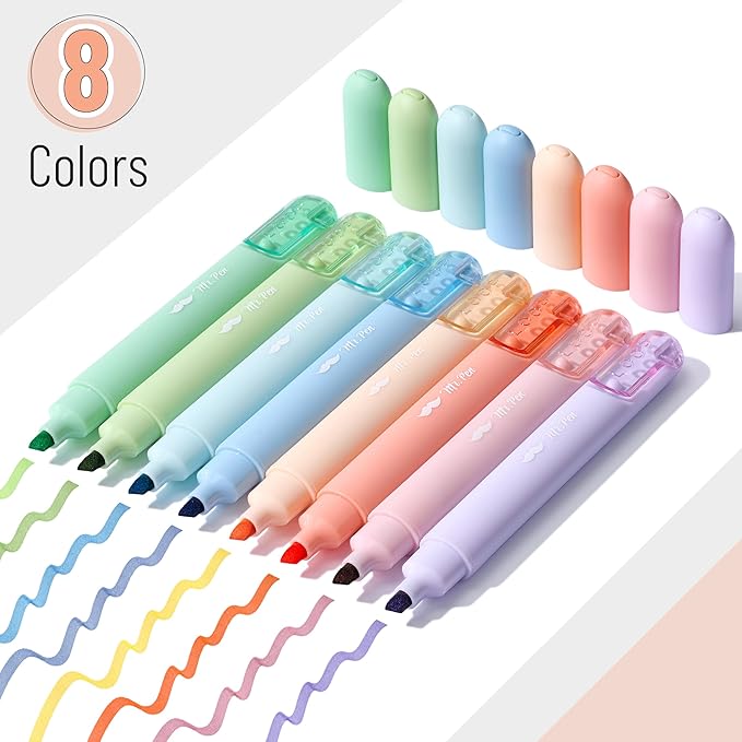 Mr. Pen Aesthetic Highlighters - 8 Pack, Chisel Tip, Pastel & Assorted Colors, Cute Highlighters for School