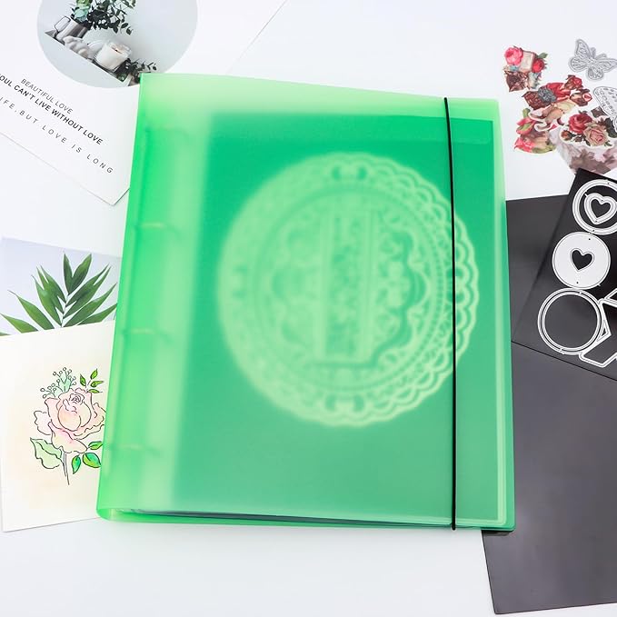 A4 4-Holes Round Ring View Binders Plastic Cover, Refillable Notebook Journal Binder File Folder, Loose Leaf Sheet Protector/DIY Scrapbooking/Binder Cover Protector (Green)