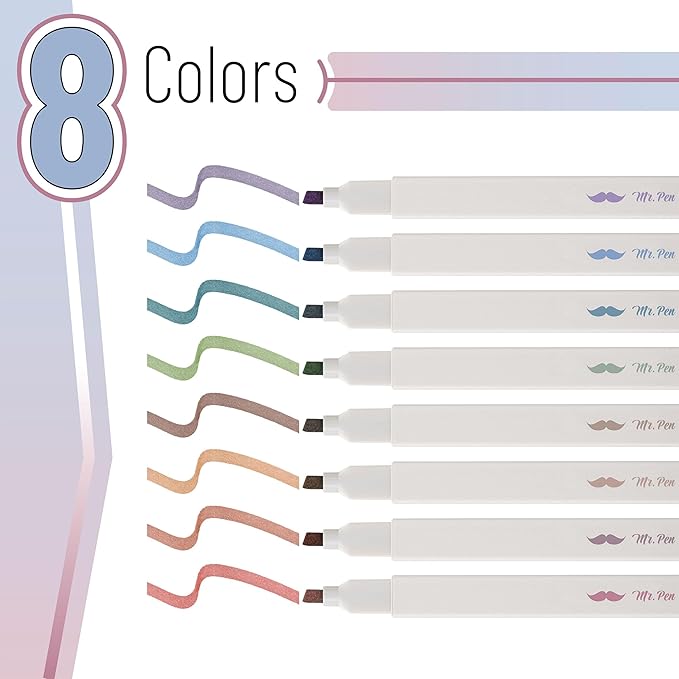 Mr. Pen Aesthetic Highlighters - 8 pcs, Vintage Color, Chisel Tip, Assorted Colors, No Bleed Bible Highlighters