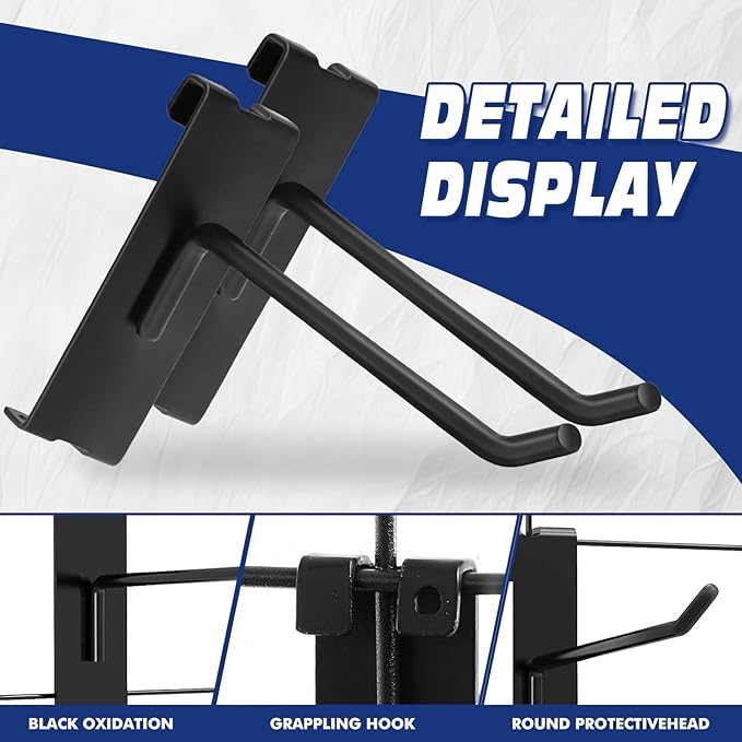 4" Grid Wall Hooks, Grid Panel Hooks for Retail, Home and Workspace Organization, Display and Storage Solutions (Pack of 20, Black)