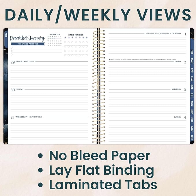 bloom daily planners 2026 Planner (January to December) - 8.5” x 11” Weekly & Monthly Dated Agenda Organizer Book with Stickers & Tabs - Flexible Soft Cover - Midnight Sky