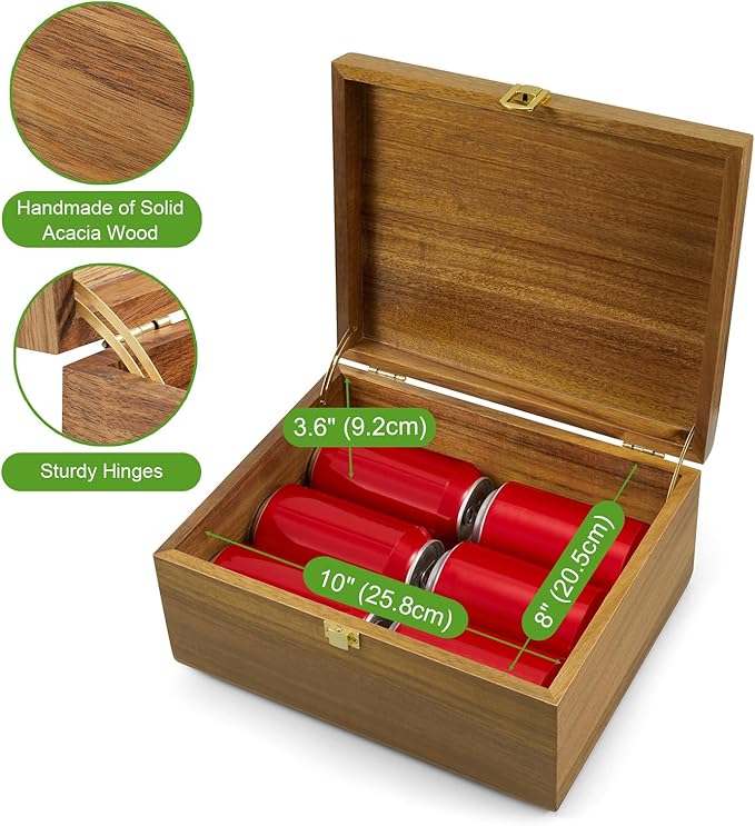DRASTAR Wooden Keepsake Box, Large Acacia Storage Box with a Hinged Lid, Memory treasure box for Crafts and Photo Storage