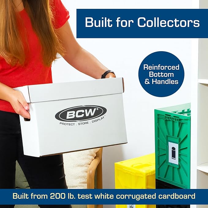 BCW Short Comic Storage Box - 2 Pack | Holds 150-175 Current/Silver Age Comics | Stackable, Durable 200 lb. Strength