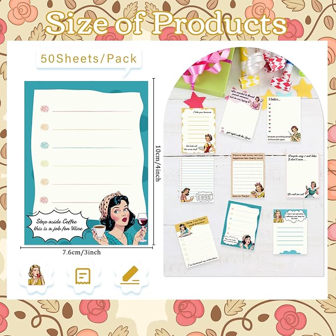 Funny Sticky Notes Gifts - 9 Pack Funny Sticky Notes for Work 3x4 Inch, Sarcastic Post Memo Pads Work Gag Gifts for Coworkers, Self-Stick Notepads Office Study Supplies (450 Sheets)