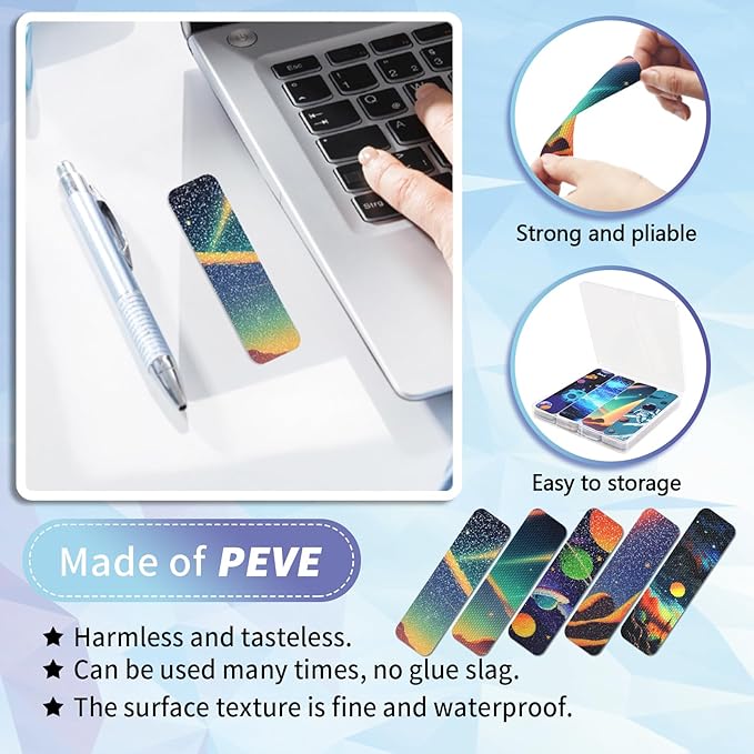 48 Pieces Anxiety Sensory Stickers with Storage Box - Sensory Strips 2 Textured Surface Adhesives Fidget Strips for Office & Classroom Desk Relieve Adult & Teen Stress (Starry Sky Style)