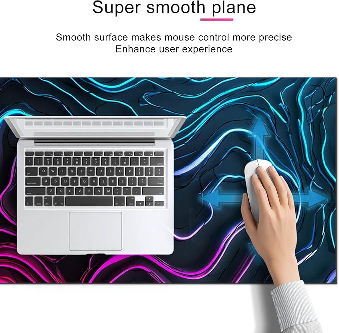 Large Mouse Pad Gaming Mousepad 31.5 x 11.8 Inch Keyboard Desktop Mat Diatomite XL Mouse Pad for Home and Office Desk Accessories with Neon Abstract Wave Pattern Artwork Diatomite