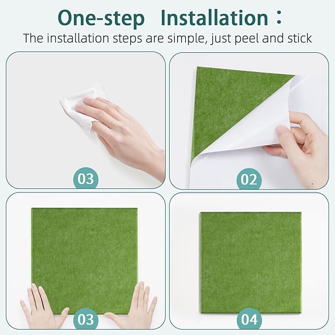 Felt Cork Board for Wall: Extra Large Bulletin Board for Office - 0.5 Inch Thick Corkboard Tiles 6 PCS Green Pin Board Squares Adhesive