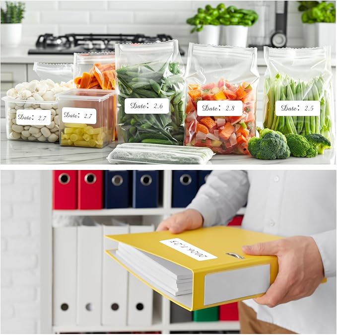 Two Sizes Mixed Pack, Removable Quick-Drying Stickers, Waterproof, Oil-Proof, Tear-Resistant Multi-Purpose Labels (1''*2'' & 1''*3'', White)