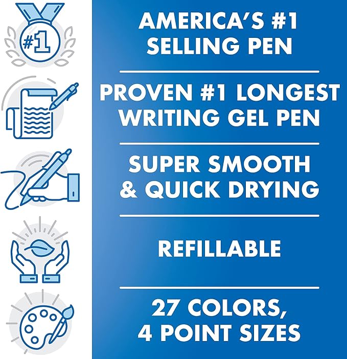 Pilot, G2 Premium Gel Roller Pens, Ultra Fine Point Gel Pens 0.38 mm, Pack of 12, Blue