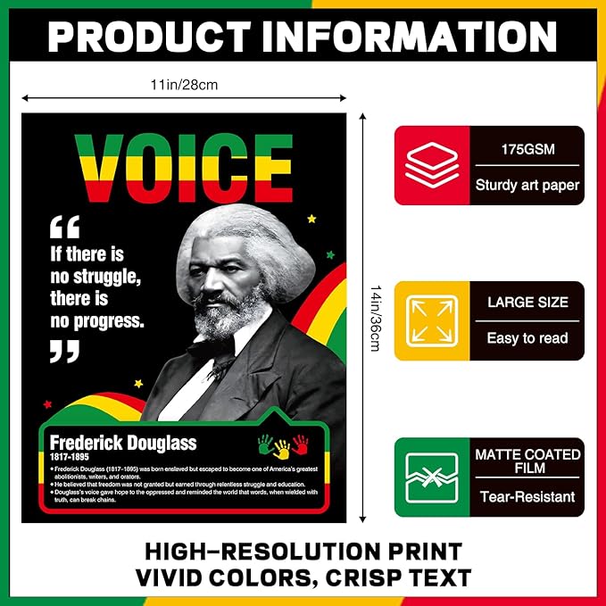 tineit Black History Month Decorations, 21Pcs Black History Month Posters, Motivational Inspirational Classroom Decor, Juneteenth Bulletin Board Posters