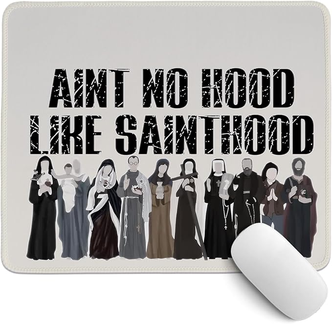 Catholic Desk Mat,Retro Christian Themed Mouse Pad,Religious Mouse Pads,Vintage Easter Mouse Pads for Dorm Home Office Desktop Decor,Catholic Gift For Women11.8x9.8 Inch