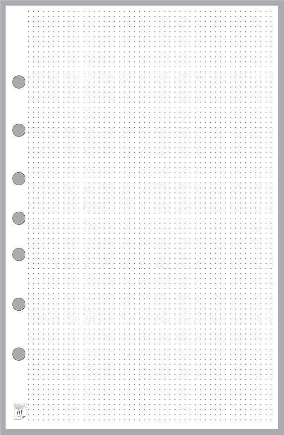 Classic Size Dot Grid Paper Refill, 0.10” Spacing, Sized and Punched with 7 Holes for 7-Ring Notebooks Such as Franklin, etc. (5.5" x 8.5")