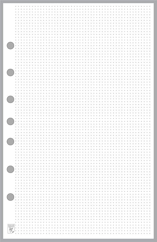 Classic Size Dot Grid Paper Refill, 0.10” Spacing, Sized and Punched with 7 Holes for 7-Ring Notebooks Such as Franklin, etc. (5.5" x 8.5")