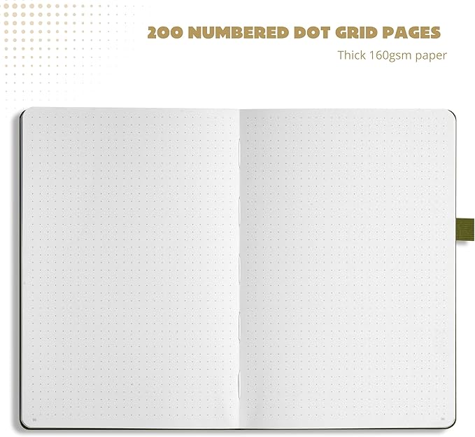 VIVID SCRIBBLES Dotted Journal – 160gsm No Bleed Thick White Paper – 200 Numbered Dot Grid Pages – a5 Bullet Dotted Notebooks Includes a Gift Box and Journal Stickers