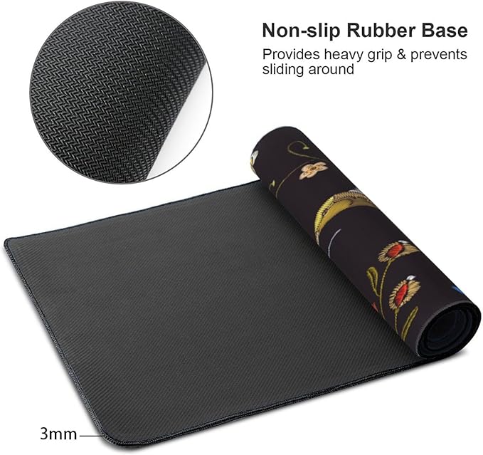 Extra Large Mouse Pads Hummingbirds and Flowers XXL Mousepad with Stitched Edges Humming Birds Non-Slip Rubber Base Computer Keyboard Pad Desk Mat for Home Office Desk Decor, 35.4" X 15.7"