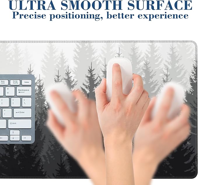 Large Mouse Pad Forest Silhouette Extended Gaming Mousepad Waterproof Desk Pad with Non-Slip Base and Stitched Edge Keyboard Pad XL 11.8 x 31.5 Inch Mouse Mat for Home Office Desk Decor