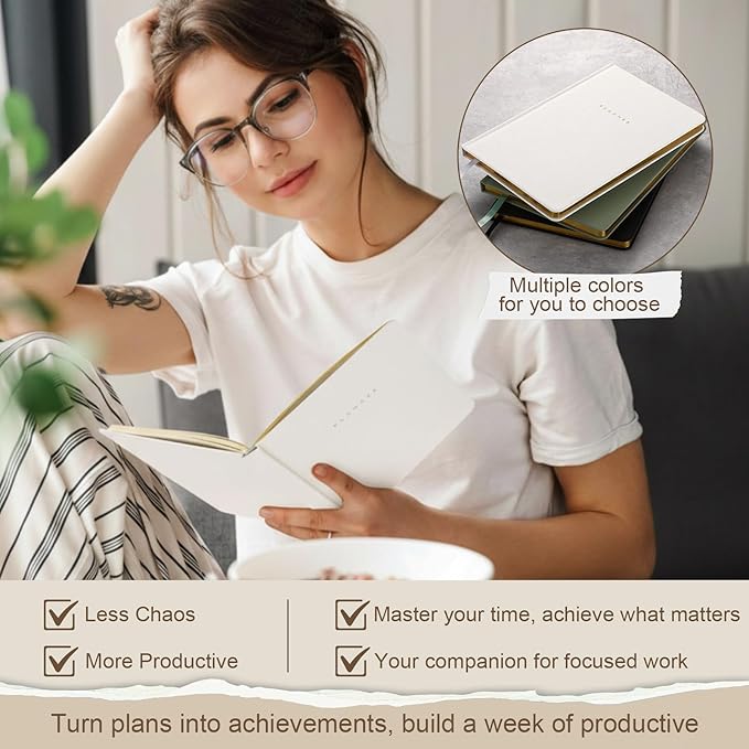 Productivity 2026 Planner Undated Daily Weekly Monthly Time Management & Organization Goal Achievement for Professionals & Students Workers(White)
