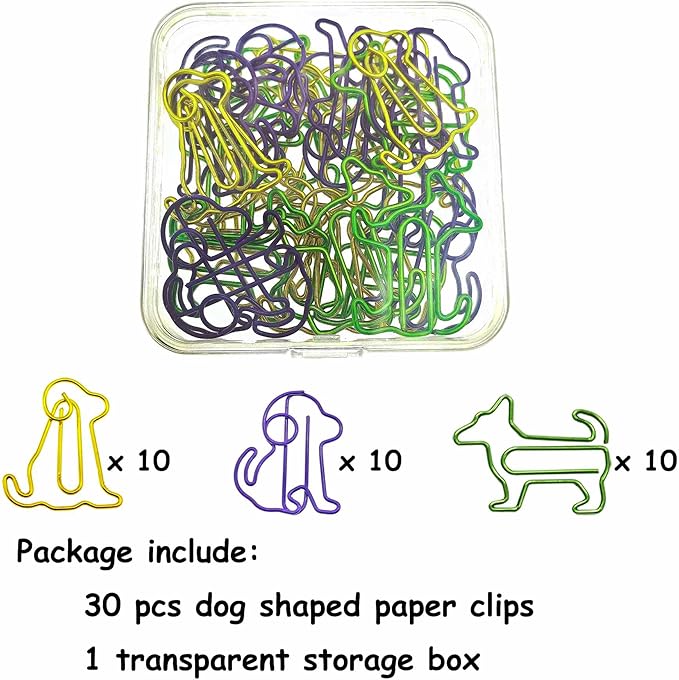 Cute Dog Paper Clips Decorative Animal Paperclips, Dog Gift for Dog Lover,Valentines Day Teacher Gifts, 30 PCS
