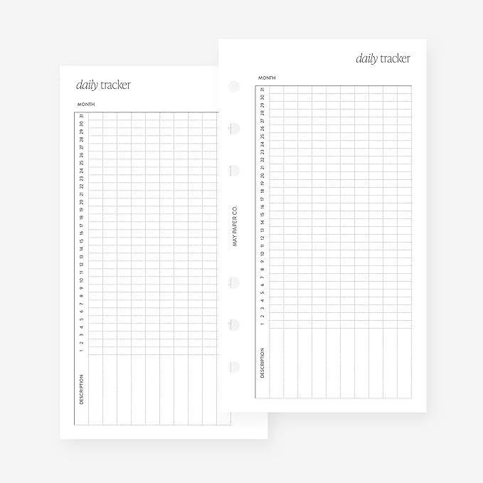 MAY PAPER CO. Personal Daily Tracker Planner Insert Agenda Refill for Filofax Personal, LV MM sized 6 ring agendas, 3.75 x 6.75