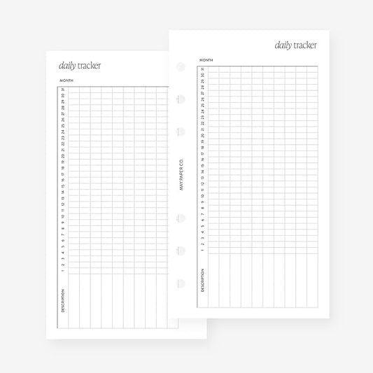 MAY PAPER CO. Personal Daily Tracker Planner Insert Agenda Refill for Filofax Personal, LV MM sized 6 ring agendas, 3.75 x 6.75