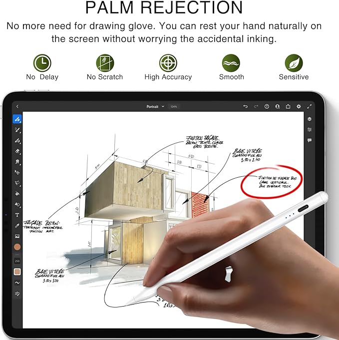 Stylus Pen for iPad 2018-2025, 15 Mins Fast Charging Magnetic Pencil (1st Generation) with Tilt Sensitivity & Palm Rejection for iPad 6-8/9/10/11, Air 3/4/5/M2/M3, Mini 5/6/7, Pro 11/12.9/M4/M5