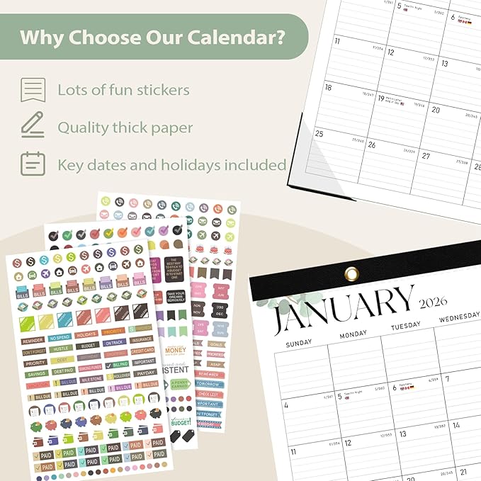Desk Calendar 2025-2026, Runs Until December 2026 - Large Size 17" x 12" Desktop/Wall Monthly Calendar with To Do List, Personal Desk Calendar Planner for Home, School, Office