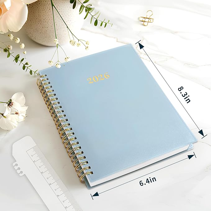 2026 Planner, Annecy Weekly ＆ Monthly Planner 2026, Jan. 2026 – Dec. 2026, 6.4" x 8.3" Monthly Agenda Planner with Tabs, Waterproof Flexible Cover, Spiral Binding, Double-sided Pocket, Bookmark, Blue