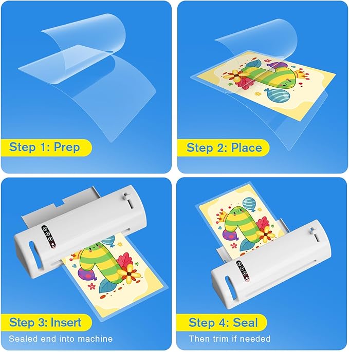 KTRIO 100 Pack Thermal Laminating Sheets 5 Mil, Hold 4 x 6 inch Photo Laminating Pouches for Laminator, Clear Lamination Paper 4.3 x 6.25 inch, Laminate Protection Round Corner, Home & Office Supplies