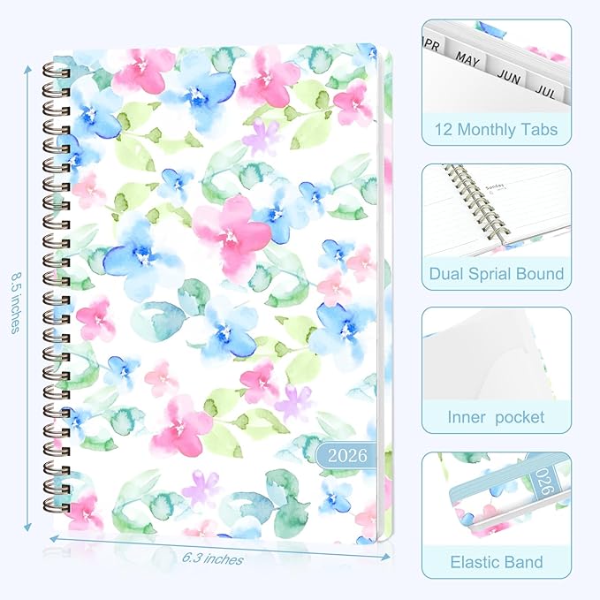 2026 Planner, Weekly and Monthly Calendar Planner Organizer, January-December, Academic Planning Agenda Book, Office School Home Suppiles for Women & Men, 6.3" × 8.5"