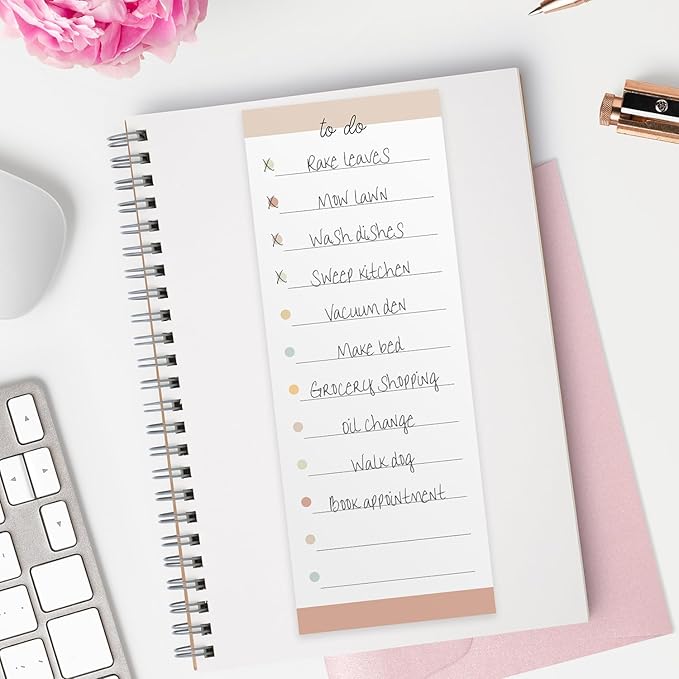 Productivity Sticky Note Assortment/Set of 3 Multi-Color Note Pads / 3" x 8" Daily Task Trackers / 50 Sheets Per Pad/Made in USA