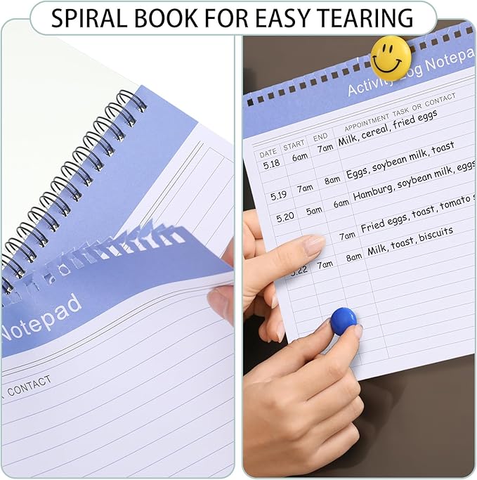 Kisston 4 Pcs Activity Log Notepad Daily Activity Log Book 8.5 x 11 Inches Daily To Do List Notebook Planning Pad Spiral Bound Log Book for Work Boosting Productivity(Bright Color,Activity)