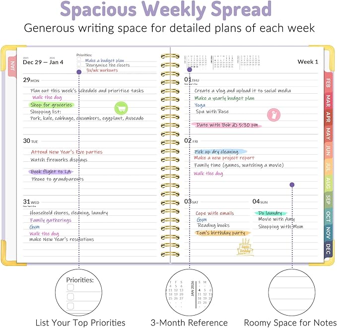 2026 Planner, Forvencer Calendar Planner Weekly and Monthly, Jan 2026-Dec 2026, 6" X 8", Hardcover Agenda Book, Daily Journal Organizer with Inner Pocket, Notebook for Office School, A5, Blue
