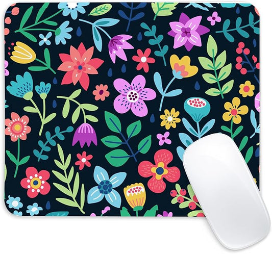 Flower Square Mouse Pad,Non-Slip Rubber Base Mouse Pad,Home Office Decoration Desktop Accessory,Laptop Mouse Pad for Office Laptops,9.4x7.8x0.12inch 9