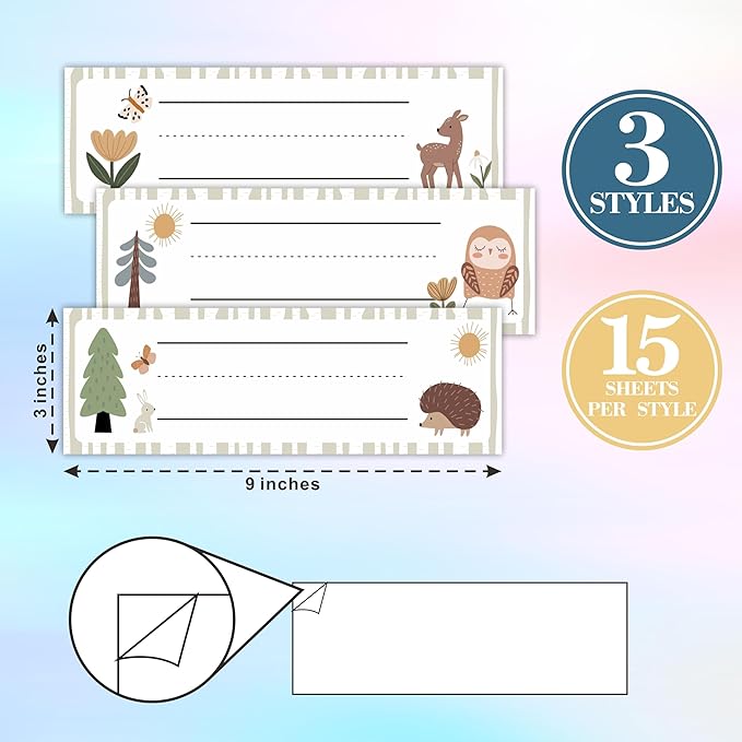 Jungle Animals Self-Adhesive Student Name Tags -Woodland Animals Name Plate Stickers for Teens -45 Pcs Funny Multipurpose Name Label Favors & Supplies for Classroom Desks Bulletin Boards School -A04