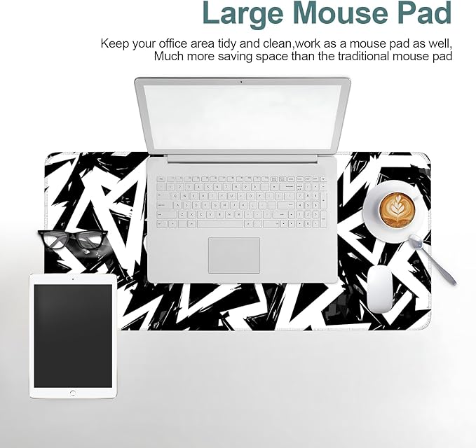 Abstract Triangles Extended Mouse Pad XL 31.5"x11.8" – Modern Geometric Desk Mat – Non-Slip Rubber Base, Stitched Edges