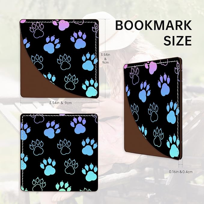 2 Pack Dog Paw Leather Book Corner Bookmark, Durable Handmade Reading Accessories - Gifts for Readers, Women, Men, Teachers, Students