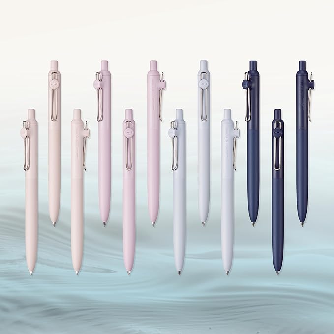 uniball Zento Liquid Gel Ink Retractable Pens, Medium Point (0.7mm), Muted Barrels, Black Ink, Dozen