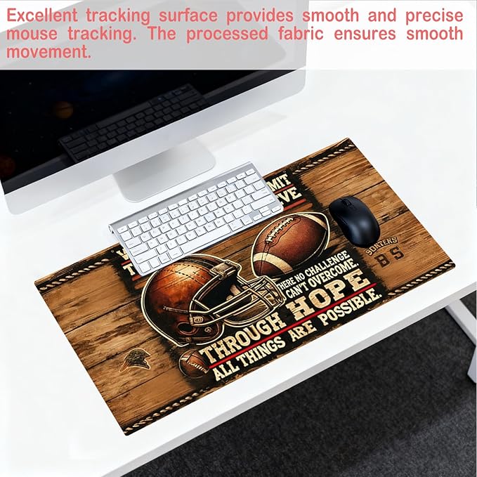 Nuxovilar Large Mouse Pad & Computer Game Mouse Mat (35.4x15.7IN, Vintage Rugby Art) (90 * 40cm Vintage Rugby)