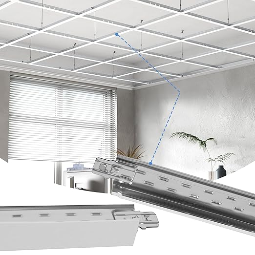 75 PCS 24 Inch Cross Tee Drop Ceiling Grid System, 2 Ft Galvanized Steel Rust & Fire Resistance Easy Installation, Ideal for Basement Living Room Garage Kitchen Bathroom White