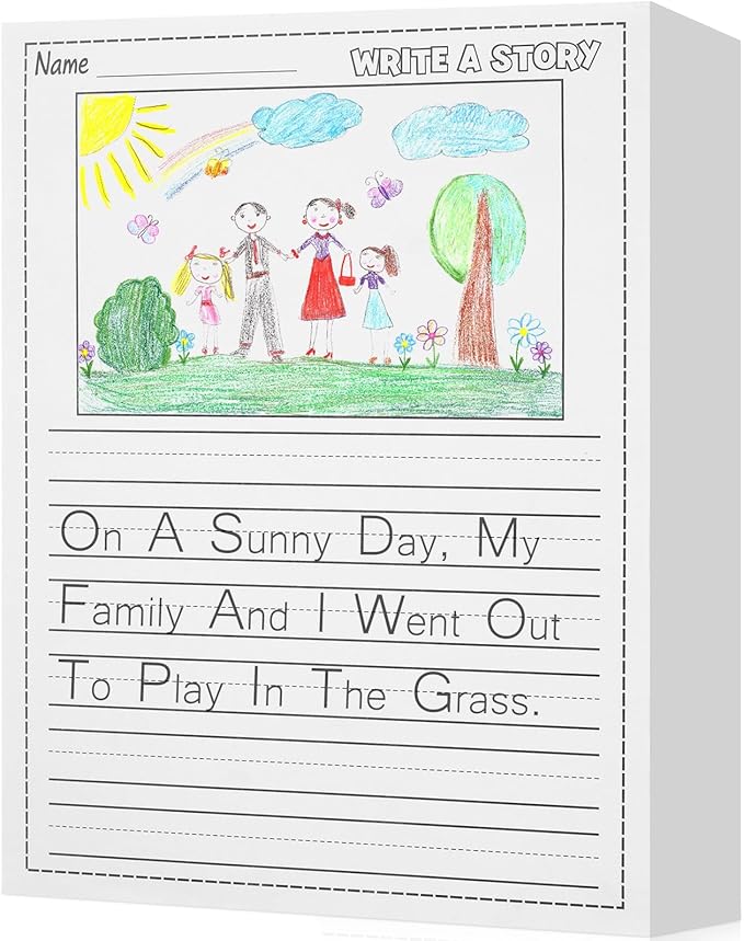 400 Sheets Kindergarten Writing Paper Writing Paper for Kids Story, Back to School Supplies Bulk Primary Notebook with Picture Space and Lines 8.5 x 11 Inches Handwriting Papers for Creating