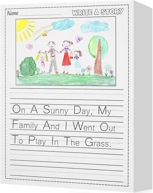 400 Sheets Kindergarten Writing Paper Writing Paper for Kids Story, Back to School Supplies Bulk Primary Notebook with Picture Space and Lines 8.5 x 11 Inches Handwriting Papers for Creating