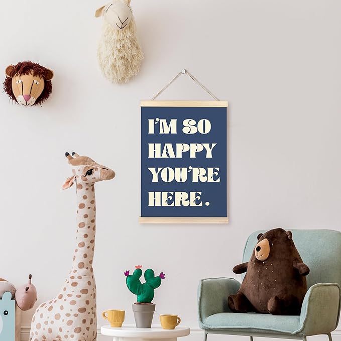 TAEDIN Boho Classroom Wall Art Poster Hanger Frame - Blue Nursery Wall Art with Wood Frames, Inspirational Wall Hanging Decor for Baby Kids Room School Home Bedroom, 12x16 Inches