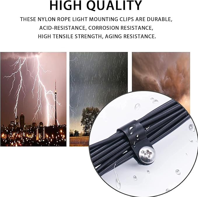 mankk 100PCS 1/4 Inch Rope Light Clips P-Style Mounting Clips Plastic Cable Clamps with Compatible Stainless Steel Pan Head Phillips Screws for Wire Management M-034-BK-LS