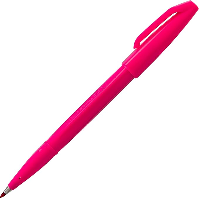 Pentel Sign Pen Fiber-Tipped Pen, Pink Ink, Box of 12 (S520-P)