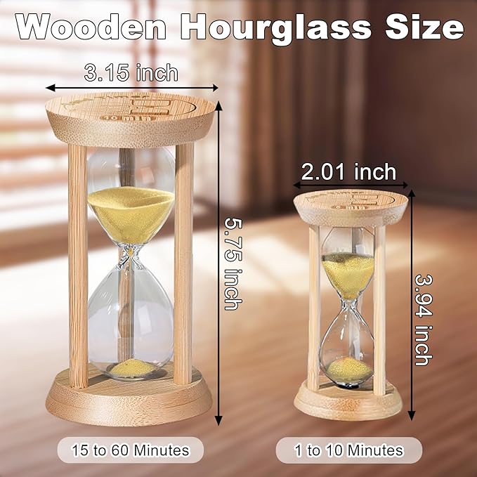 SuLiao Wooden Sand Timer 5 Minute Hourglass, Beech Gold Sand Clock, Small Watch 30 Min Timer, Reloj De Arena, Hour Glass Sandglass for Home, Office, Decorative, Game, Classroom