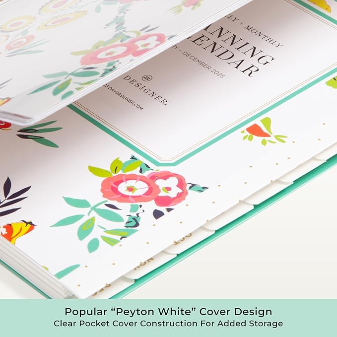 Blue Sky Day Designer 2026 Weekly and Monthly Planner Calendar, January 2026 - December 2026, 5" x 8", Clear Pocket Cover, Durable Twin Wire Binding, Includes Storage Pocket, Stickers, Peyton White