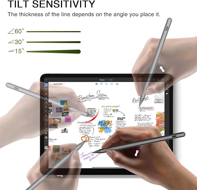 Pen for iPad 2018-2025, HATOKU 15 Mins Fast Charging Pencil 1st Gen with Tilt & Palm Rejection Compatible with iPad Air 3/4/5/M2/M3, iPad mini 5/6/7, iPad 6/7/8/9/10/11, iPad Pro 11/12.9"/M4 M5(Black)
