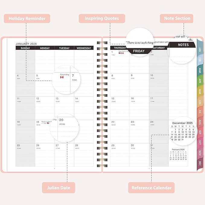 2026 Planner, 8.5" x 11" Weekly and Monthly Large Calendar Planner, Letter Size, Jan - Dec 2026, Hardcover Daily Agenda and Organizers for School Essentials & Office Supplies