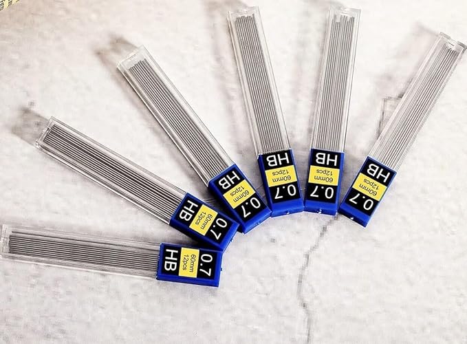 0.7mm HB Mechanical Pencil Lead Refills – 120 Pieces (10 Tubes x 12 Leads), Break-Resistant Polymer Graphite Refills for Mechanical Pencils, Smooth Writing School & Office Supplies