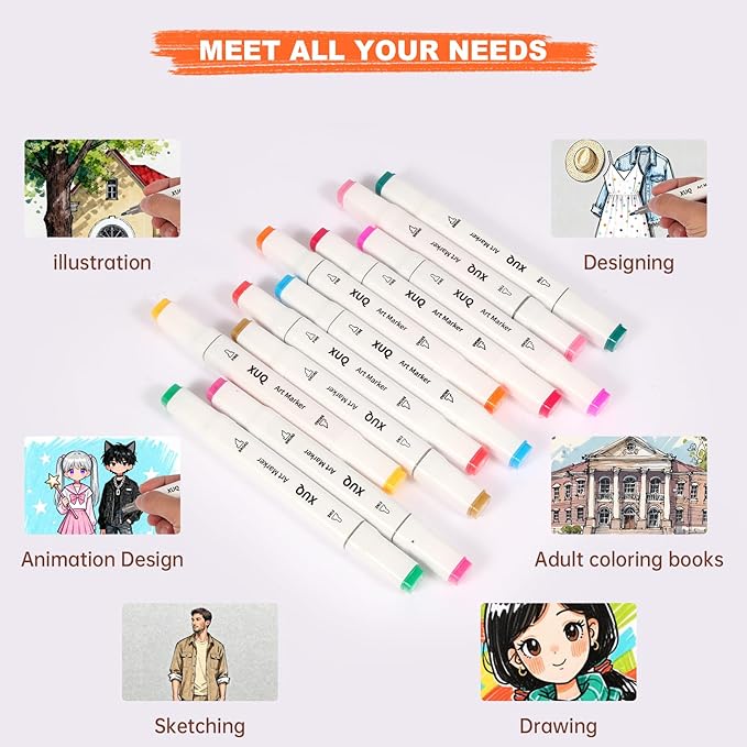 Alcohol Markers, 80 Colors Dual Brush Tip Permanent Art Markers, Coloring Marker, for Book Painting Card Making, Christmas gift for Adults Great Value Pack for Beginners